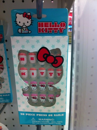 hello kitty name press on nails Hello Kitty press on nails that spell Hello Kitty