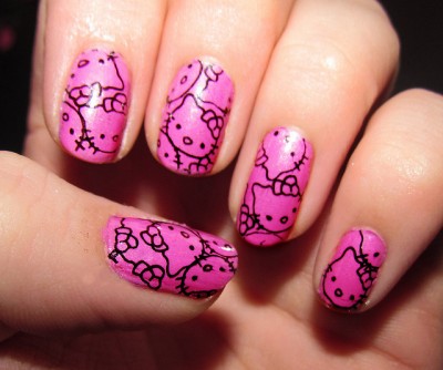hello kitty pink nails hello kitty pink nail art