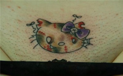 hello kitty zombie tattoo Hello Kitty zombie tattoo below the belt