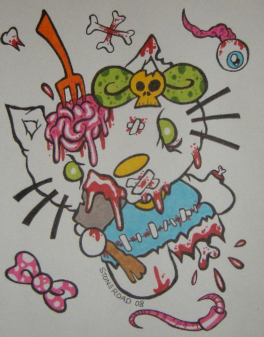 This series of Hello Kitty zombies fits that category as well: