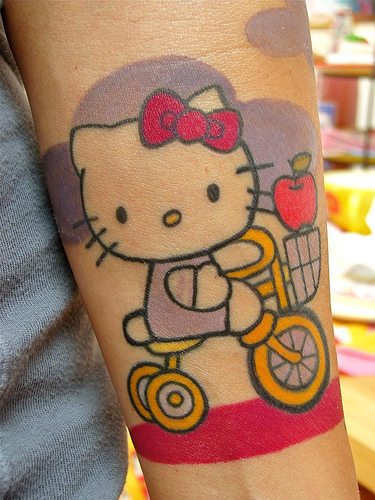  sign when the beginning of a new week begins with a Hello Kitty tattoo 