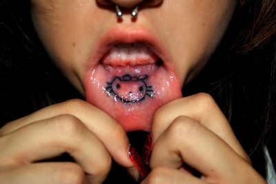hello kitty lip tattoo hello kitty tattoo inside mouth