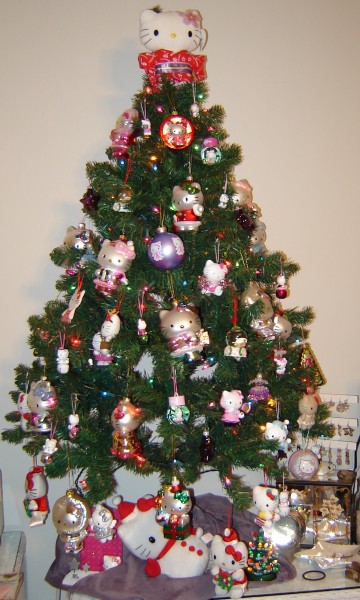 hello kitty Christmas tree home Hello Kitty Christmas tree with ornaments