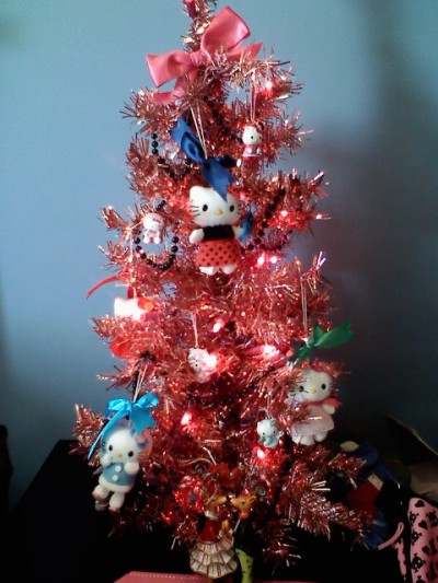 hello kitty pink xmas tree Hello Kitty pink Xmas tree