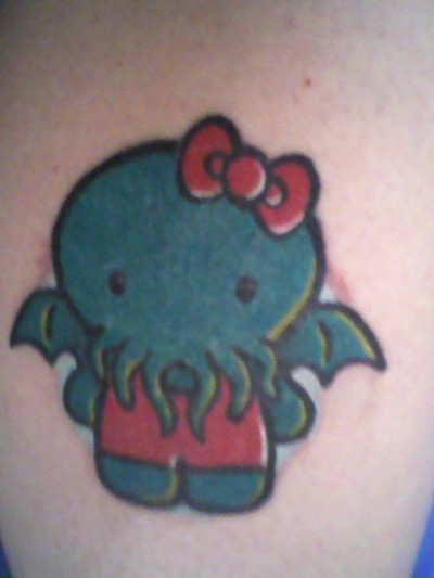 Hello Kitty Cthulhu Tattoo. H. P. Lovecraft is likely turning in his grave 