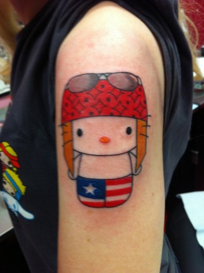 hello kitty axl rose tattoo. Apparently this tattoo was inked at kat Von D's 