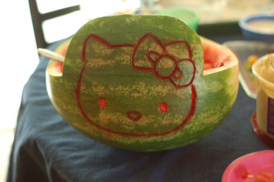 Hello kitty watermelon Hello Kitty watermelon carving