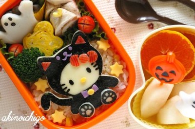 hello kitty black cat obento Hello Kitty Halloween black cat obento