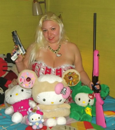 hello kitty plush and guns hello Kitty fanatic with rifle and hand gun