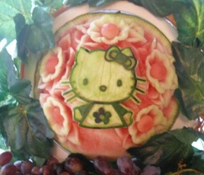 hello kitty water melon Hello Kitty water melon carving